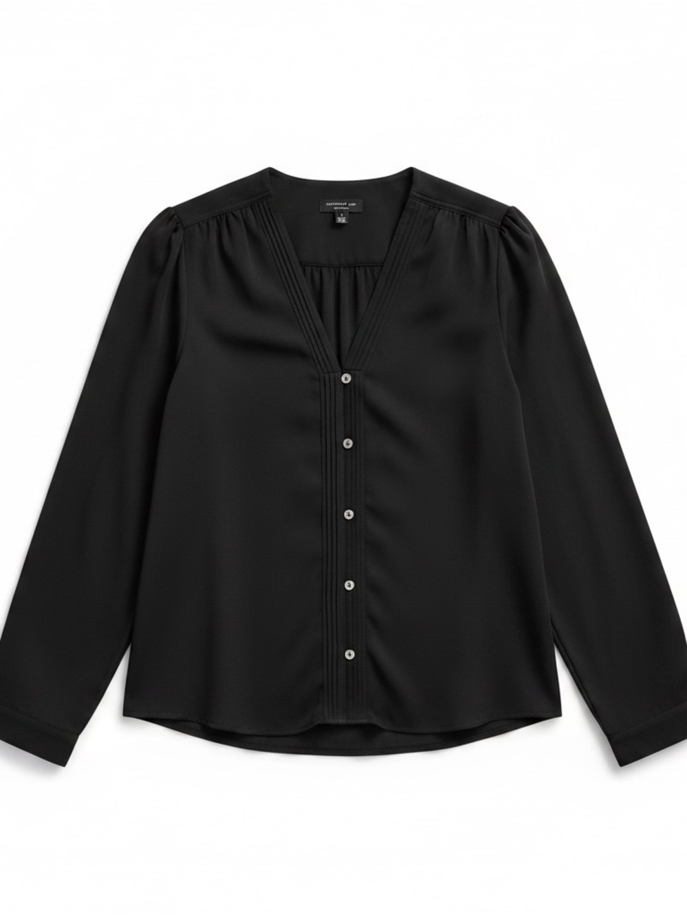 Current Air Black V-Neck Button Front Blouse